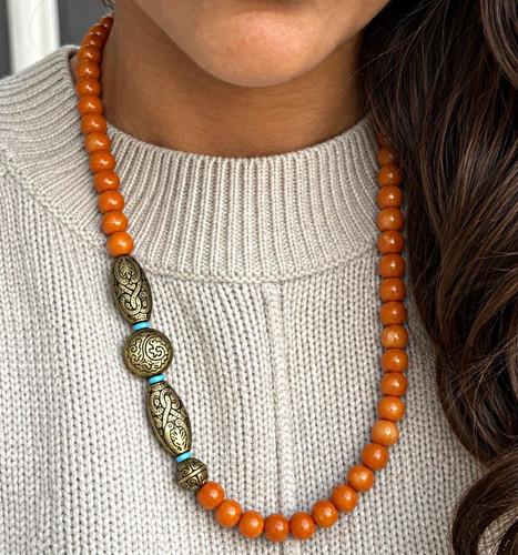 Boho halskette orange türkis - boho,