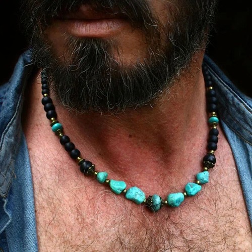 Herren türkis perlenkette - herren,