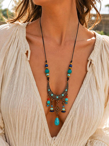 Boho statement halskette mit - boho,