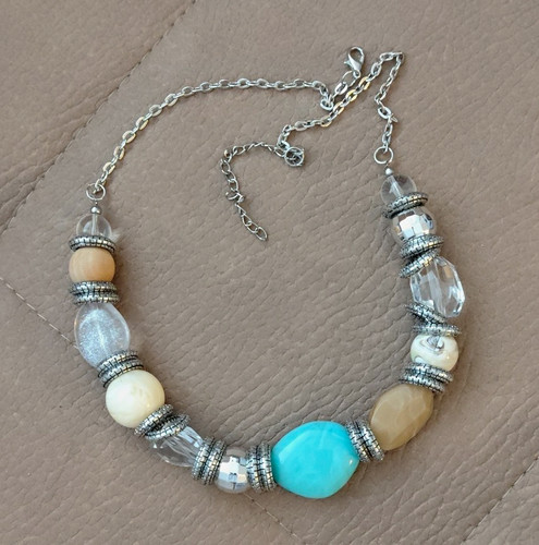 Silberfarbene boho halskette - silberfarbene,