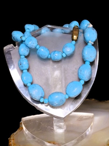 Kette glasperlen blau - kette, unikate