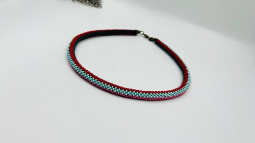 Bunte perlenkette rot - bunte, in