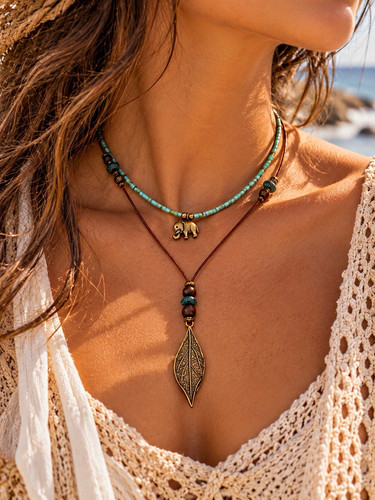 Boho halskette mit - mit, türkisen