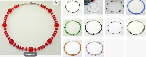 Halskette collier glas perlen - glas,
